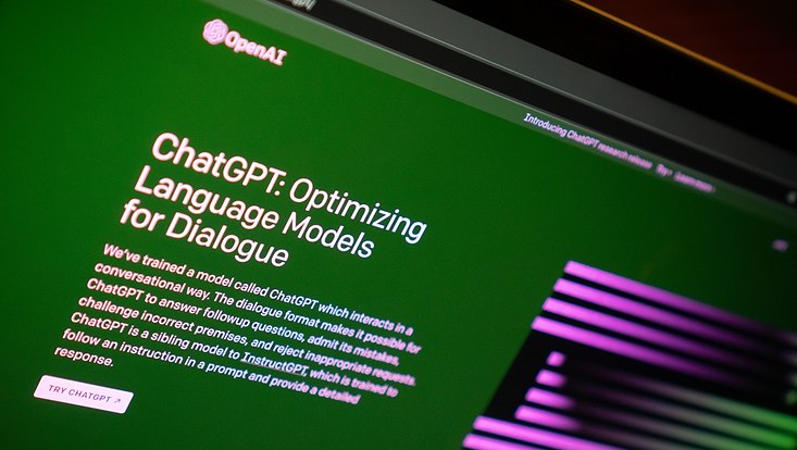laptop showing Open AI's ChatGPT website in it's browser