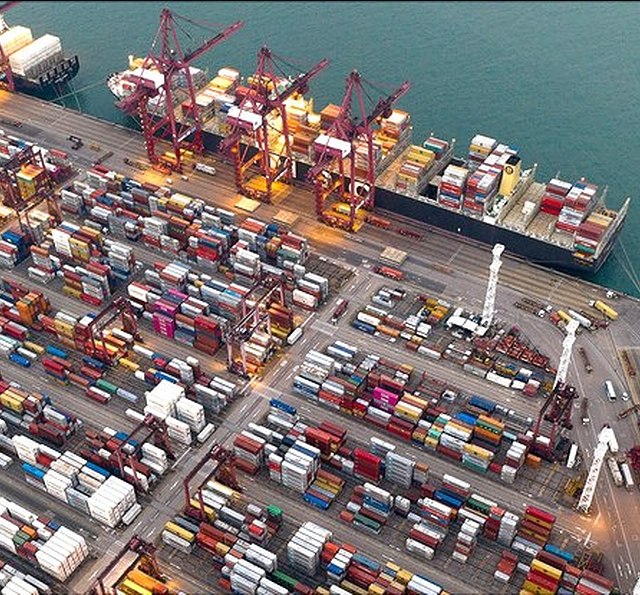 Birdseyeview of a container port