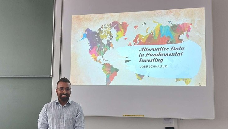 Josef in front of his presentation