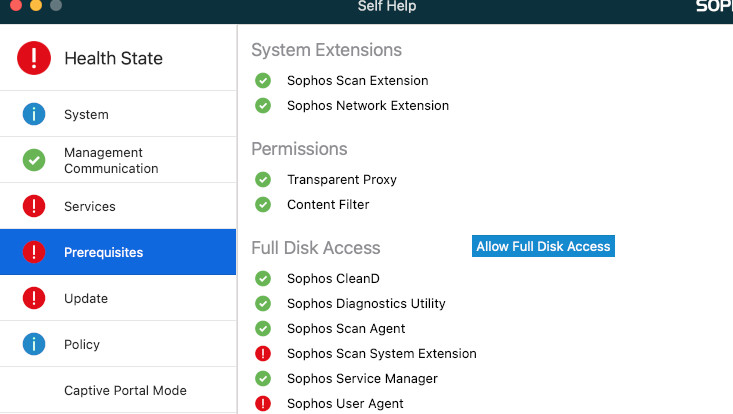 Screenshot der Sophos-Installation
