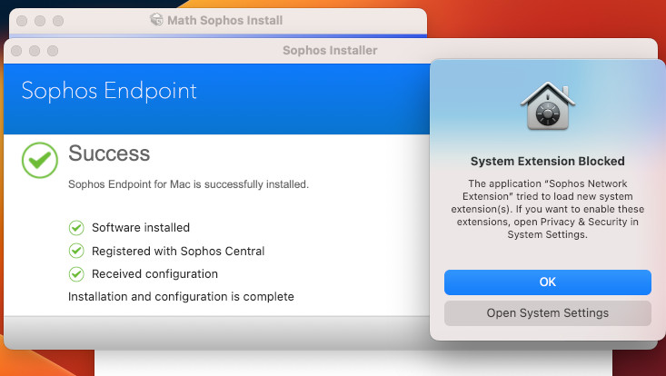 Screenshot der Sophos-Installation