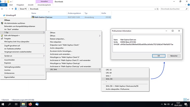 01-checksumme-pruefen-733x414 Screenshot der Sophos-Installation