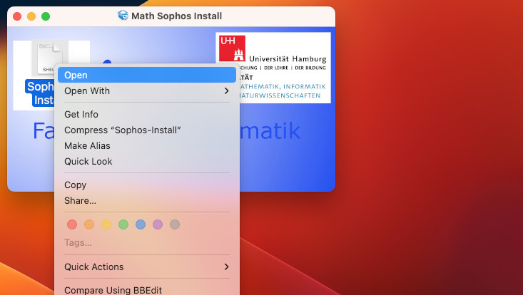 Screenshot der Sophos-Installation
