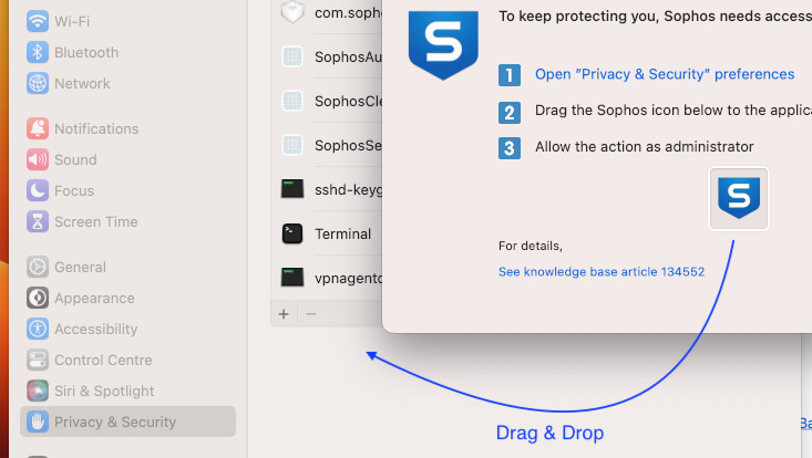 Screenshot der Sophos-Installation