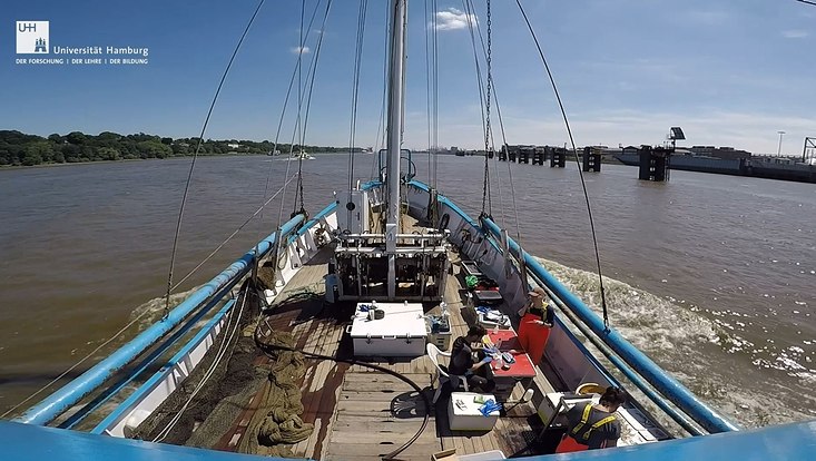 Die Promovierenden und Fischer arbeiten auf dem Deck des Bootes.