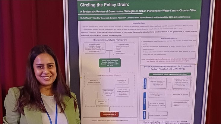 natural-hazards-conference-6-733x414 The PhD candidate Shefali Nayak (HCU) presenting her current work i.e a systematic review about urban water management system.