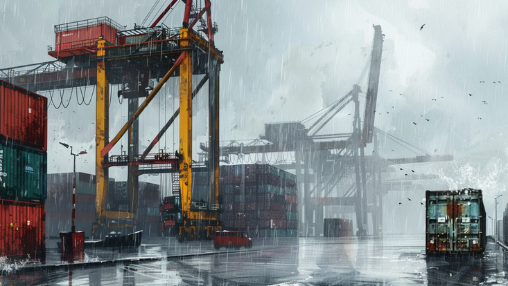 Symbol Picture: Containers in bad weather