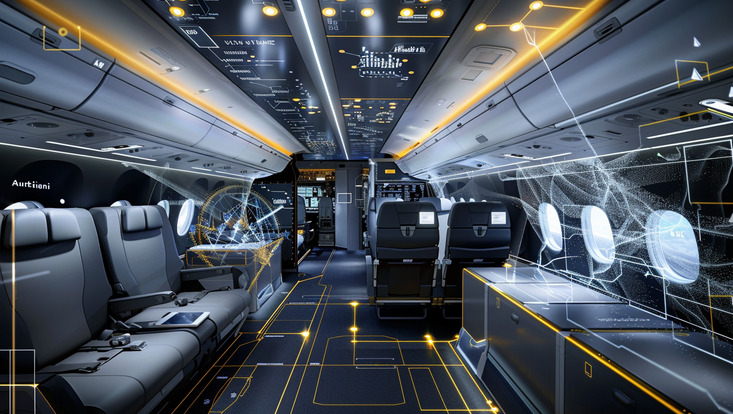 A hightech airplane cabin