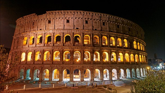 Rome Colosseum at night