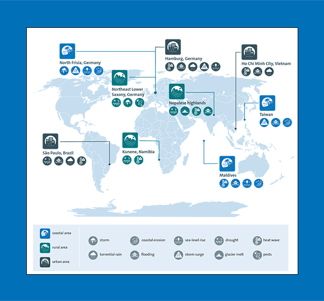 Case study locations and climate change effects