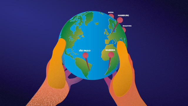 download pdf two illustrative hands holding a globe against a dark purple background