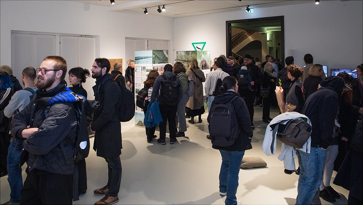exhibition-17 Visitors experiencing the artworks at the vernissage