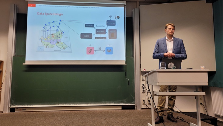 image of Philipp defending his thesis