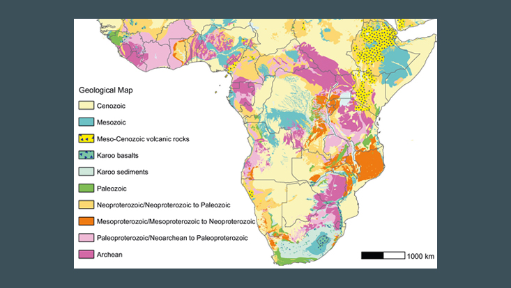 Karte von Afrika mit Markierungen