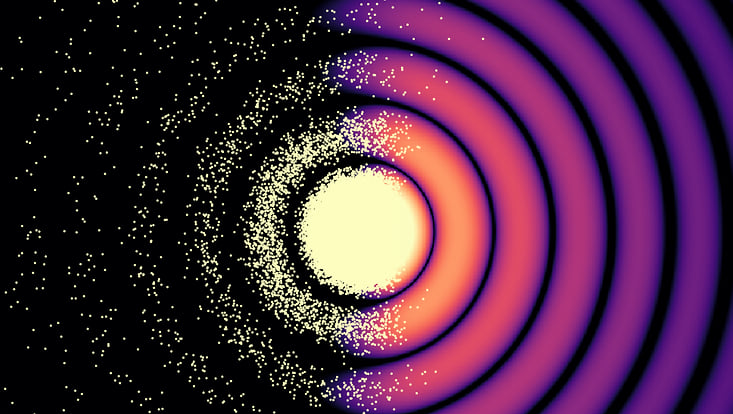 Scientific illustration of a diffraction experiment