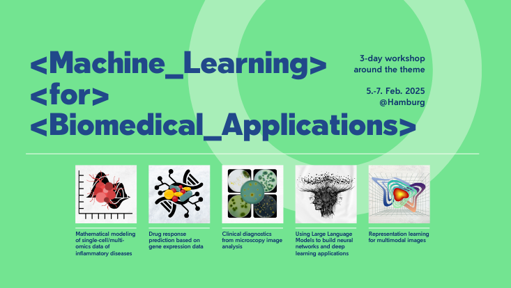 zu sehen ist die Werbegrafik für den ersten internationalen Workshop zu Machine Learning für biomedizinische Anwendungen eugloh