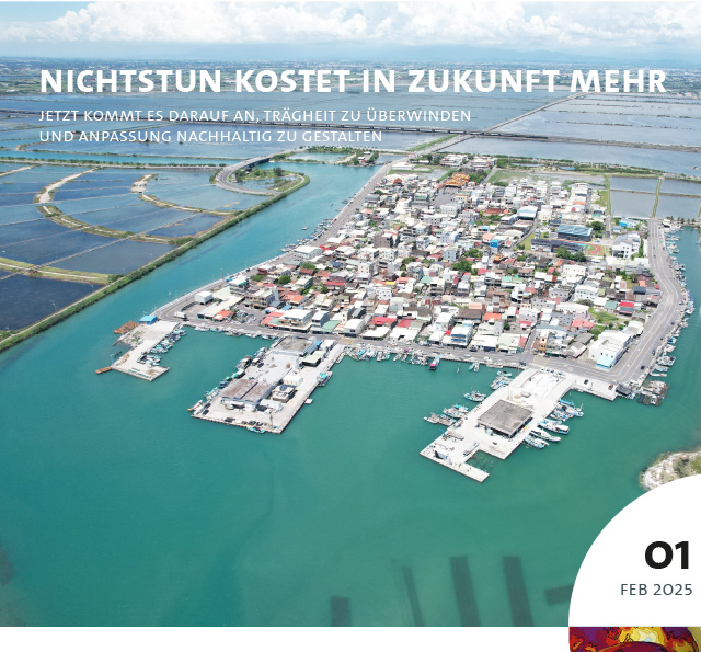 aerial photo of a coastal community in Tainan/Taiwan protected by a seadike