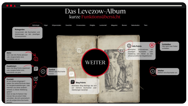 zeigt die Startseite der Digitalen Edition des Levezow Albums