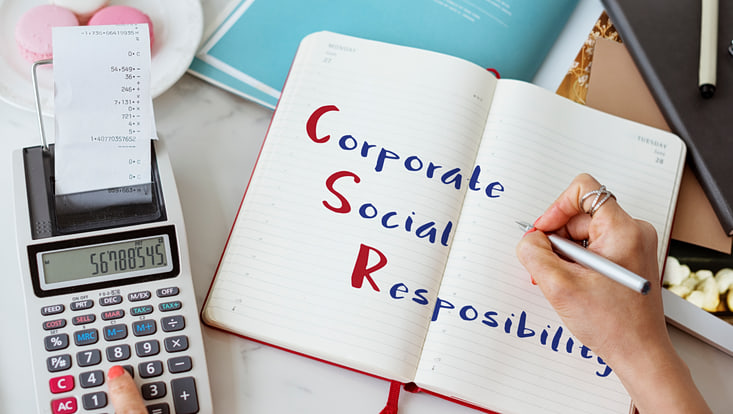 A picture showing a calculator and the words "Corporate Social Responsibility"