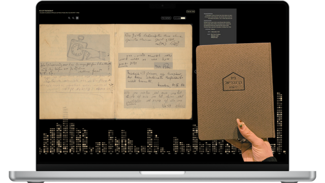 Das-Gaestebuch-von-M_-Y_-Ben-Gavriel Laptop Screen with Interface of the Guestbook