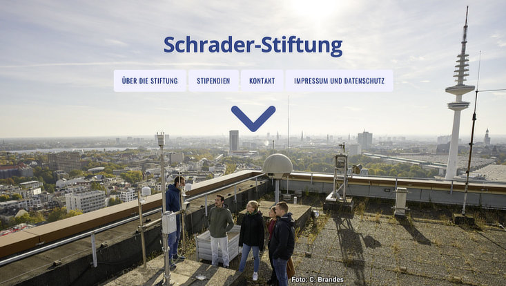 Screenshot der Homepage der Schrader-Stiftung
