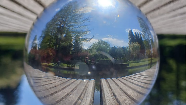 Glaskugel mit Spiegelungen Fotografie