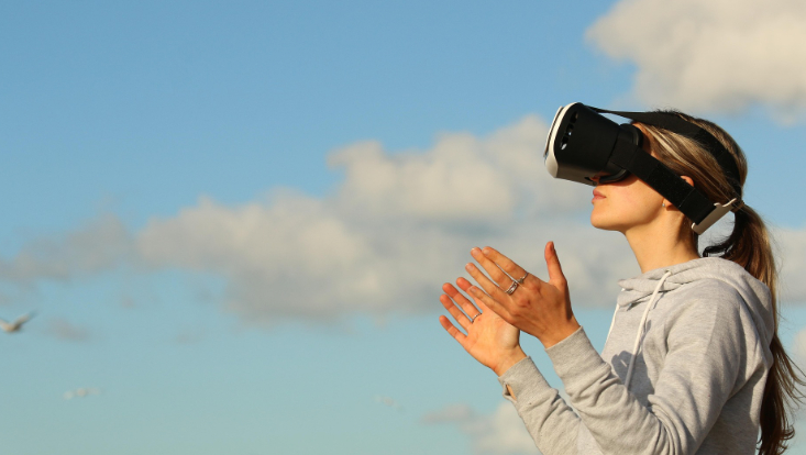 a user wearing a VR headset