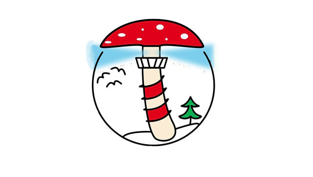 Logo, Leuchtturm in Pilzform