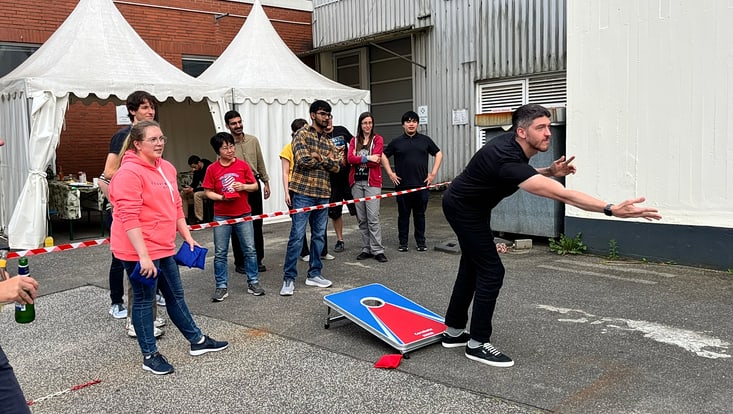 Playing the Mega-Challenge at the summerparty 2025