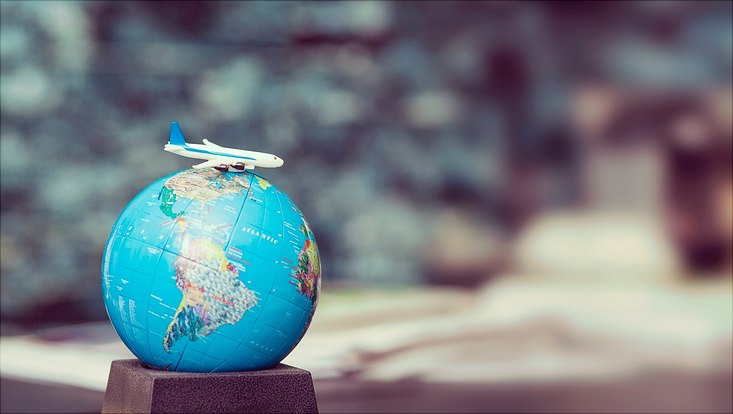 plane and globe