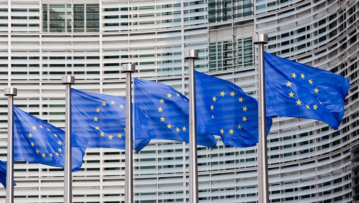 European flags in Brussels