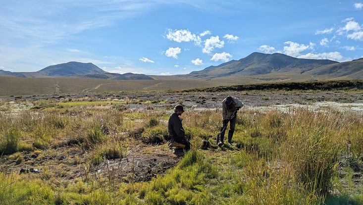 Soil sampling in the re-vegetated RTS on the Peel Plateau