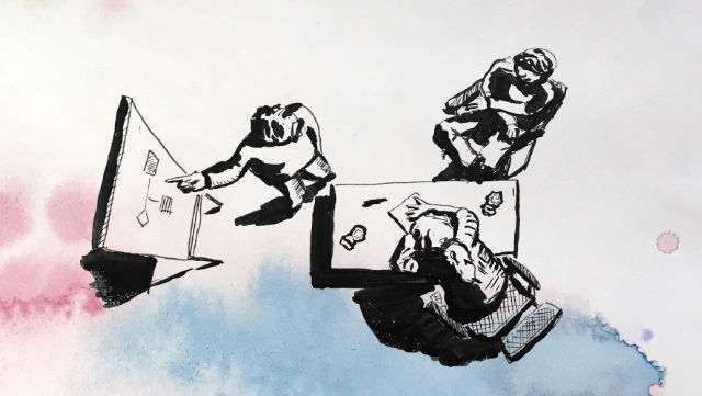 Zeichnung eines Beratungsgesprächs