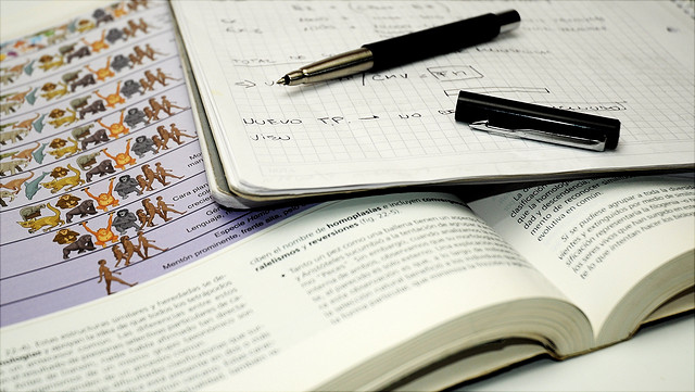 studium640x361 Ein aufgeschlagenes Buch, ein Notizblock mit Füllfederhalter