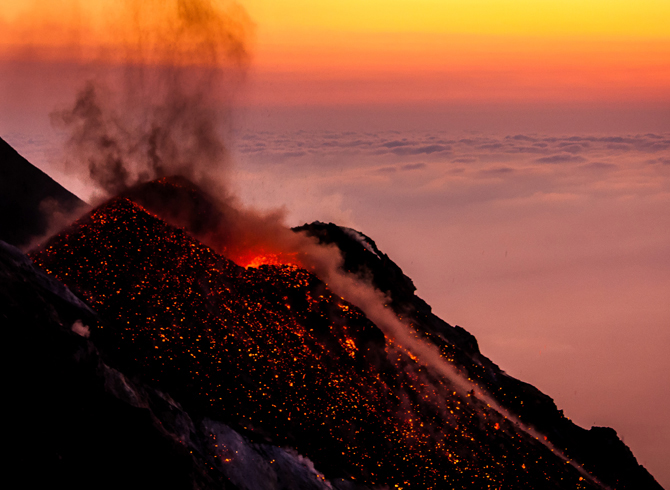 Eruption des Stromboli