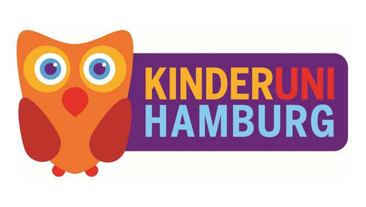 Logo der Kinderuni auf buntem Hintergrund