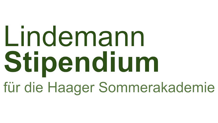 Grüner Text mit der Schrift Lindemann Stipendium für die Haager Sommerakademie