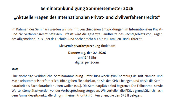 Seminarankündigung für das SoSe 26
