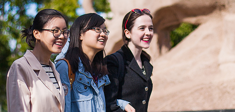 Kirsten Burke (left) and fellow students