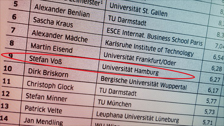 Prof. Dr. Stefan Voß unter den Top 10 im BWL-Ranking