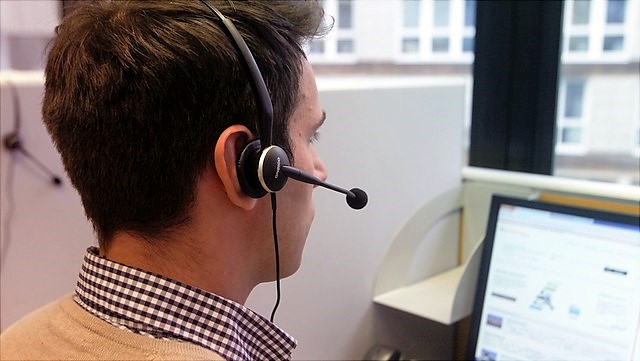 Telefonist im Telefonlabor der WiSo-Fakultät