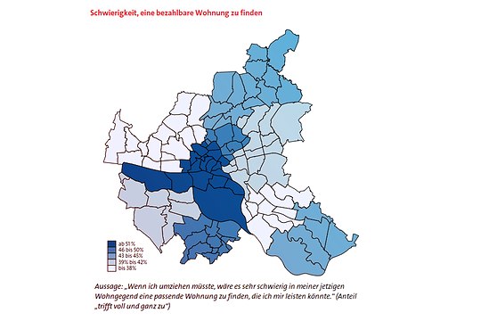 Wenn ich umziehen müsste, wäre es sehr schwierig in meiner jetzigen Wohngegend eine passende Wohnung zu finden, die ich mir leisten könnte.