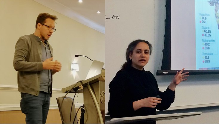Gerret von Nordheim (l.) und Dr. Radhika Mittal (r.) präsentieren ihre wissenschaftliche Arbeit in Washington, D.C.