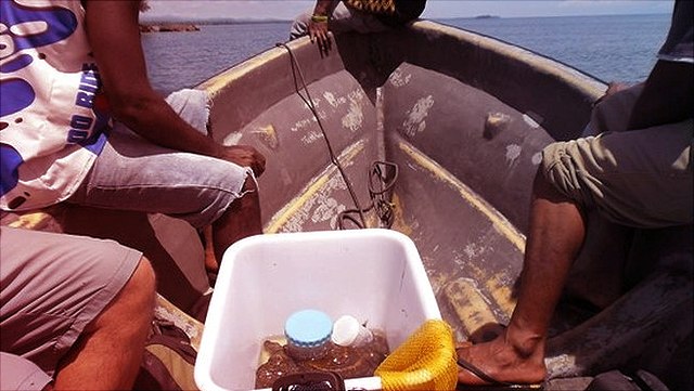 natur-gesellschaft-640x361 Impression of marine research mission, three people with research equipment in a boat