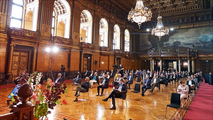 Senatsempfang im großen Festsaal im Hamburger Rathaus