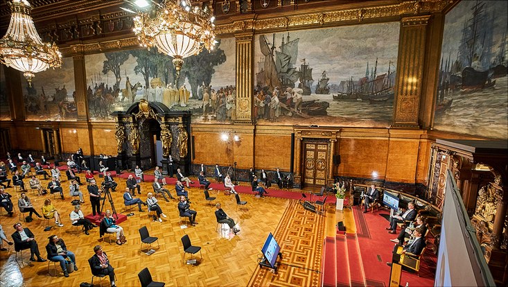 Senatsempfang im großen Festsaal im Hamburger Rathaus