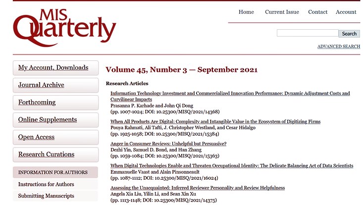 MIS Quarterly screenshot