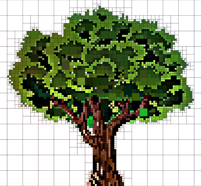 Ein gepixelter Baum