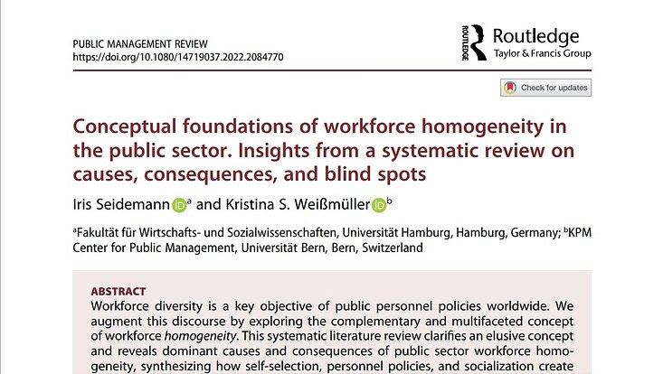 Conceptual foundations of workforce homogeneity in the public sector. Insights from a systematic review on causes, consequences, and blind spots