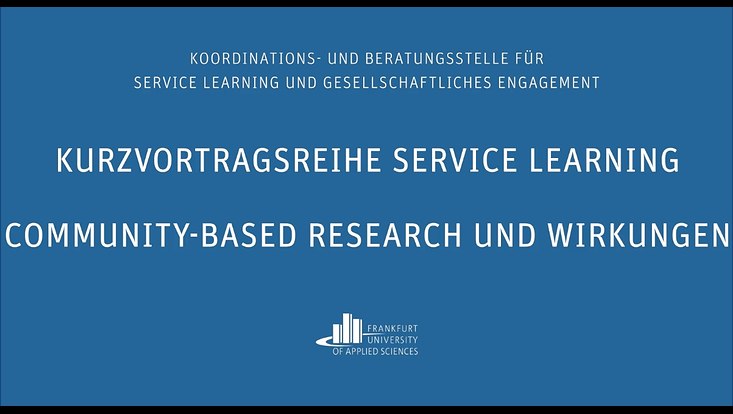 Titelblatt Kurzvortragsreihe. Community-Based Research und Wirkungen.